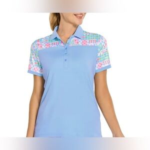 NWT MAELREG Women’s Golf Shirt Regular Fit Moisture Wicking Quick-Dry Printed| L